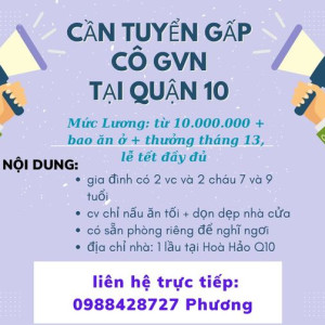 Nhà Em Toàn Người Lớn Có 4 Thành Viên Ở Quận 10, Cần Cô Làm Việc Nhà